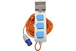 Eurohike Mobile Mains Kit with 3 UK 3-pin Sockets & 240V Site Plug, Power Extension, Electical Hook up for Camping, Motorhomes & Caravaning, 15m Cable, RCD & MCB