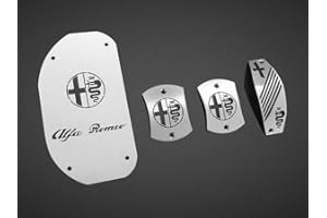 AUTOCOVR Pedales e Reposapiés De Acero para Alfa_Romeo 147 & GT (937) – Transmisión manual – 4 Piezas Placas Inox Metal Pedal De Freno Acelerador Cepillado Personalizados Hechos a Medida Deportivo