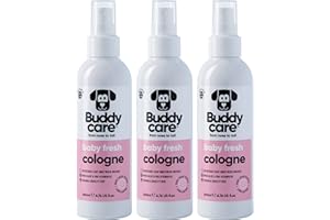 Buddycare | Acqua di colonia per cani - Profumo delicato in polvere per cani - Rinfresca tra i lavaggi del cane, Fresh Baby, 200 ml (3 confezioni)