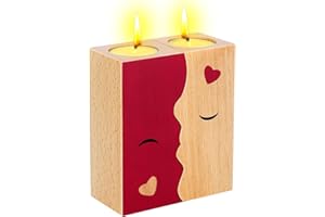 WOYADA Portavelas besando para él/él/mejor amiga, regalo romántico de aniversario para mujeres, niñas, candelabro de madera impreso a doble cara