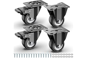 HOLKIE 50 mm Ruedas para Muebles Pesados - Capacidad total 250 kg - Ruedas giratorias - por juego de 4 (2 con Freno y 2 Rueda Fija)