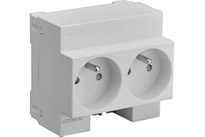 DEBFLEX Disjoncteur différentiel TrIPhasé - Disjoncteurs électriques - Tableau électrique - Coffret electrique Prise modulaire - Prise tableau électrique - Double Prise De Courant Modulaire 2P+T 10/16A Gris