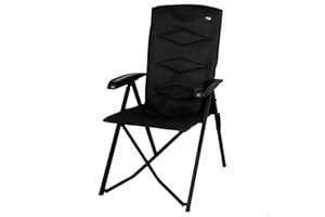 AKTIVE 63058 Silla Plegable Acolchada, 5 Posiciones, Soporta 110 kg, Topes Antideslizantes, Estructura Aluminio, Tejido poliéster, Sillas Plegables, Incluye Funda Transporte, 49 x 76 x 109 cm, Negro