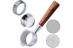 JUVEL 51 mm, portafiltro senza fondo con 3 orecchie, portafiltro in legno di palissandro rosso per DeLong EC680/EC685/EC885, con vassoi in polvere, anello dosatore per caffè (Style C)