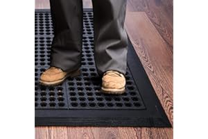 FLOORTEX Doortex Anti-Ermüdungsmatte | Arbeitsplatzmatte mit offener Oberseite "anti-fatiguemat" | 90 x 150 cm | aus 100 % Gummi | schwarz | rechteckig
