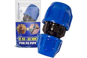 Raccord Réducteur Ø 40 mm x 32 mm en Polypropylène PP Manchon pour Connexion de Tuyau Polyethylene PE - MONTERAL