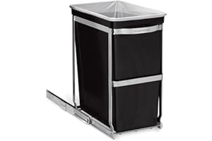 simplehuman CW1124 wysuwany kosz na śmieci do kuchni, kosz na śmieci do zabudowy, kosz na śmieci, system segregacji śmieci, wytrzymała rama stalowa, 30 litrów