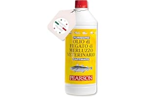 Pearson Purissimo Olio di Fegato Di Merluzzo Veterinario per Cani, Gatti, Cavalli e altri animali. Pelo lucido e Sano, Fonte di Vitamine e Omega3. (1000 ML)