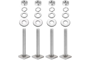 PATIKIL T-nut Adapter Nutensteine M8 x 65mm 4 Set Gepäckträger Edelstahl Nutensteine Dachträger Schrauben mit Mutter Unterlegscheiben für Relingträger Fahrrad Dachbox Kajak Gepäckträger