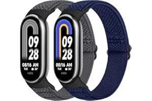 Runostrich Elastic Straps Compatible with Xiaomi Mi Band 8 Women Men, Stretchy Solo Loop Soft Nylon Elastic Band Replacement Wristband for Xiaomi Mi Band 8，2 PCS