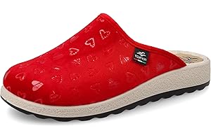 Fly Flot Ciabatta Donna Invernale in Ciniglia con Cuoricini, Sottopiede Antishock, Sandali