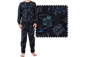 The Essentials Wardrobe Boys Fleece Pyjama Set with Long Sleeve T-Shirt & Bottom Pants Sleepwear Loungewear & Nightwear for Kids Soft & Comfortable Top & Trousers 4-13 Years
