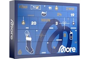‎MORE NUTRITION MORE Adventskalender – Mit 24 Fitness-Überraschungen inkl. Zerup, Chunky Flavour & Protein Iced Coffee – Limitierte Sorten, Originalgrößen & Non-Food-Geschenke – Fitness Geschenkidee zu Weihnachten