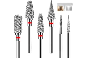 Diesisa 6PCS Nail Drill Bits, 3/32 Inch Efile Nail Drill Bits, Tungsten Steel Electric Nail File Bits, Professional Cuticle Drill Bits for Acrylic and Gel Nails (Fine)