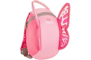 LittleLife Maluch Daysack Butterfly, dzieci z odpinanymi nerkami!, Różowy, 18 x 14 x 23 cm, Plecak dziecięcy