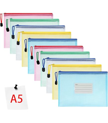 10 Pochettes Plastique Avec étiquette Et Zip - Format A4/A5/A6, étanches, Pour Classeurs Ou Factures