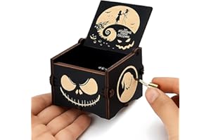 BEOTNP Nightmare Before, Hand-Cranked Wooden Music Box, Create A Terrifying Atmosphere, Unique Collectible For Enthusiasts, Decorative Festivals