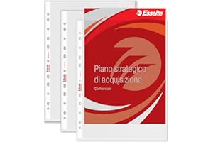 Esselte Buste Perforate Deluxe, in PPL Antiriflesso, per Archiviare e Conservare Documenti in Formato 22x30 cm, Confezione da 50 Buste, 395097600