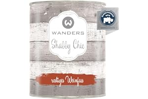 WANDERS24 Wanders Shabby Chic Kreidefarbe 750 ml - Rostiges Weinfass/Rostrot - Küchenmöbellack und Möbelfarbe ohne Schleifen. Chalk Paint, für Holz & mehr. Hohe Deckkraft, schnell trocknend