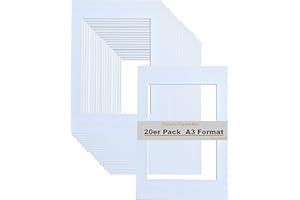 ‎TUKA-I-AKUT TUKA-i-AKUT 20er Passepartouts DIN A3 für Bilder im Format 20,8x29,5 cm, Weiß, 1mm stark - Säurefrei Alterungsbeständig für Einrahmen von Bilder, Fotos, Poster, Kunstdrucken usw. TKD9100-A3-20x