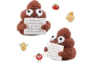 WDJLNZB Pack of 2 Pocket Hug Positive Poo, Creative Knitting Wool Poo Doll, Funny Positive Poop Pocket Hug, Lucky Charm Courage Gifts for Women, Men, Family and Friends (Brown)