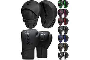RDX Kids Boxing Gloves and Pads Set, Maya Hide Leather KARA Junior Hook and Jab Curved Focus Mitts Punching Gloves for MMA, Muay Thai, Kickboxing Coaching, Martial Arts, Hand Target Strike Shield