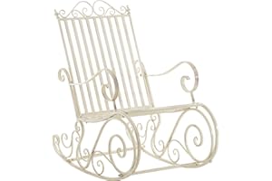 CLP Fauteuil à Bascule Smilla de Style Rustique I Fauteuil à Bascule de Jardin en Fer, Couleur:crème Antique