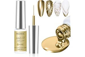 MIZHSE Gel de Peinture Métallique - doré 3D Miroir métal brillant - Vernis à ongles UV - 7 ml - Pour peinture, design - Soak Off - Manucure - 1 pièce