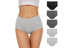 TANSTC Unterhosen Damen Unterwäsche Weich Baumwolle, 5er Pack Unterwäsche Frauen, Stretch Hohe Taille Panties, Atmungsaktive Sexy Slip Sportunterhosen, Hipster Damen Tochter Als Geschenk Erhältlich