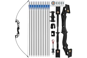SERfawnCH Ambidextrous Recurve Bow Set for Adults & Youth – Takedown Training Bow Kit with Carbon Arrows