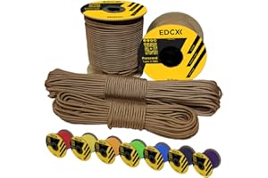 EdcX 3mm Nylon Paracord 425 (15, 30, 50 und 100m) - Typ II, 100% Nylonseil, 3 Litzen Seil, 3mm Nylonseil in vielen Farben| Solid Color