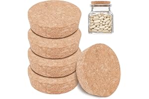 BENECREAT 6 tapones de corcho para botellas, tapones de corcho cónicos, 8 cm de diámetro, beige, redondo, ideal para vinos, botellas decorativas, manualidades