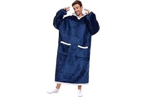 Lushforest Oversized Blanket Hoodie, Super Soft Warm Hooded Blanket Sherpa Fleece Wearable Blanket, Sweatshirt Blanket For Women Men One Size, 1pcs