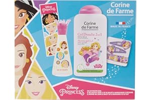 Corine De Farme | Princesses Coffret Cadeau | Disney| Parfum Enfant 30ml | Gel Douche Enfant 250ml | Bracelet Enfant |Barrettes Filles|Fabriqué en France