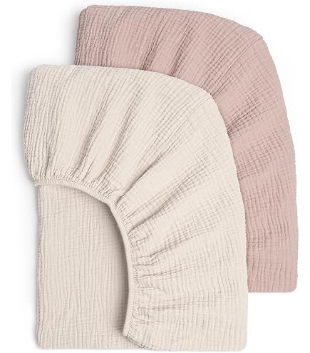 Baby-Spannbetttuch Aus Bio-Baumwolle-Musselin, 2er-Pack – Atmungsaktiv, GOTS-zertifiziert, Made In Portugal