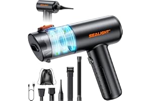 SEALIGHT Aspirateur à Main, 28000PA Aspirateur Voiture sans Fil Puissant, 400000 TR/Min Moteur sans Balai, 4-in-1 Mini Aspirateur de Voiture pour Voiture Animaux Maison Car (Noir)