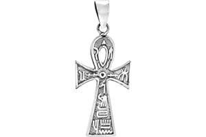AeraVida Eternal Ankh Cross With Hieroglyphics .925 Silver Pendant