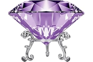 ADWIKOSO Briefbeschwerer mit Kristalldiamanten, groß, mit Ständer, Schmucksteinen, Hochzeitsdekorationen, Tafelaufsätze, Heimdekoration, 8 cm (Violett)