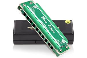 East Top 10 Hole Professional Diatonic Blues Harmonica Key of C, Harmonica pour adultes, musiciens professionnels et étudiants (T008Z)