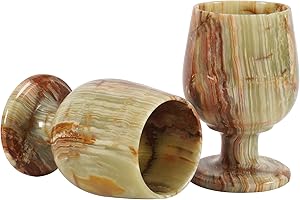 Radicaln, Set di 2 calici in onice verde, da vino o champagne, 14 x 8,9 cm, 250 ml