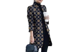 LAIYUTING Cappotto di Lana con Colletto alla Coreana Stampato Moda Autunno/Inverno Nuovo Stile