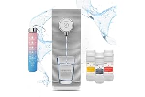 4SWISS Filtersystem für Hauswasser, 5-stufiges direktes Trinkwasserfiltersystem mit drei austauschbaren Kartuschen und vier Wasserdosiermodi (Weiß)