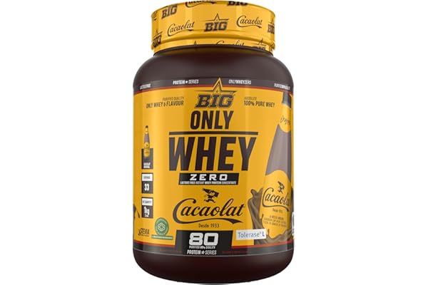 BIG - Proteinas Whey - Proteina en Polvo para Desarrollo de Masa Muscular y Recuperación - Materia Prima Premium - Whey Protein Sin Lactosa, Sin Azúcar, Sin Grumos (1Kg, Cacaolat)