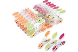 Romon Pinzas Ropa, 30 Pinzas Ropa Que No Dejan Marca Pinzas Toalla Playa Antideslizantes, Ropa Clips Pinzas de Plástico Fuerte Resistentes al Viento para Toallas Ropa Interior Bragas Calcetines