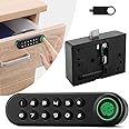 Tazweeq Fingerprint Cabinet Lock, Keyless Hidden File Drawer Wardrobe Lock, Smart Biometric Cabinet Password Lock, Child Safety Fingerprint Lock, Wooden Furniture Privacy Lock for Home Office, Black