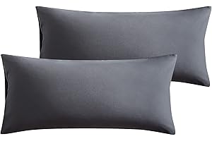 Hansleep Funda de Almohada 40x80cm de Microfibra - Juego de 2 Fundas de Almohadas 80x40cm - Fundas de Cojines de Calidad con una Suavidad Incomparable Gris Oscuro