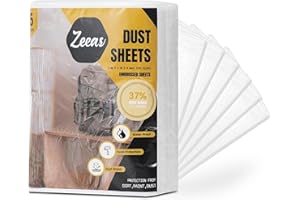 ZEEAS 6 Pack Large Dust Sheets for decorating & Painting | 3.6m x 2.7m x 0.6mil Plastic Sheet for Furniture & Floor Protection - Disposable Waterproof Polythene Sheets for Paint Heavy duty (Pack of 6)