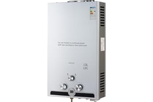 CO-Z 12L Scaldabagno a Gas GPL con Modalità Inverno ed Estate Scaldabagno a Gas da 20,4 kW a Parete senza Serbatoio Scaldacqua Istantaneo Automatico con Anima in Rame e Display a LED