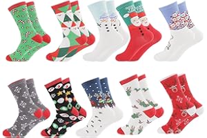 YELYAN Weihnachtssocken, 10 Paar Unisex Weihnachtssocken Christmas Socks Weihnachtsmotiv Weihnachten Festlicher Baumwolle Socken für Damen und Herren(SD-10PCS)
