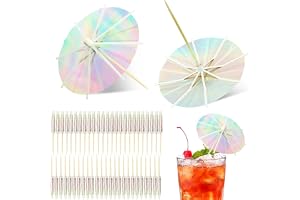 CANIPHA Set med 50 dryckesparaplyer, dryckespinnar, tandpetare i trä, cocktailparaplyer för drycker, muffins, förrätt, parapl